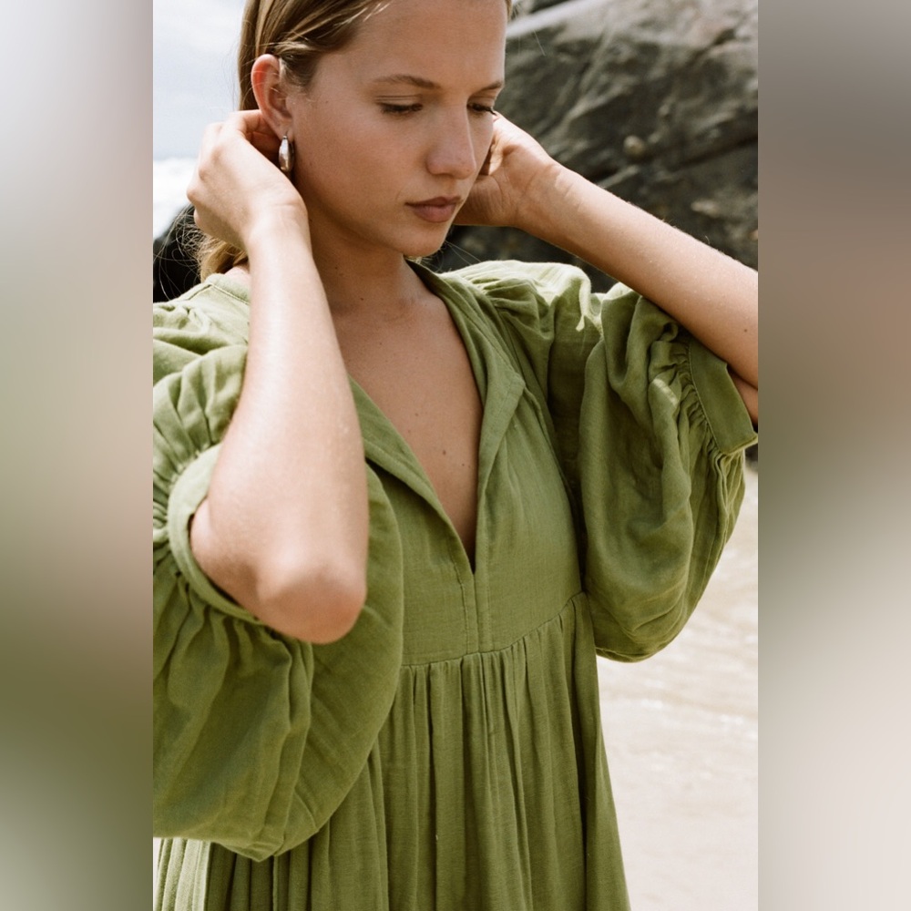 Daughters Of India Kyra Midi Dress - Fern Gauze - Picture 2 of 5